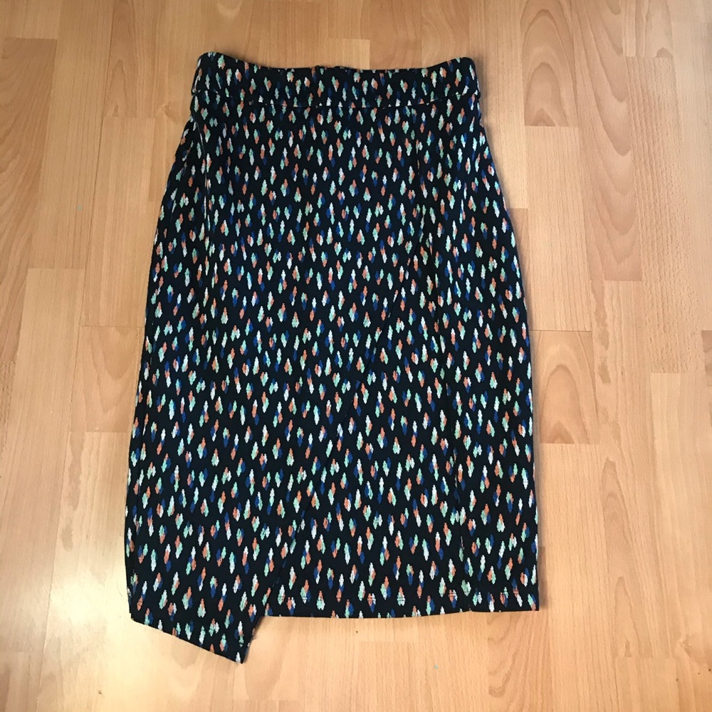 Maeve Black Skirt with Multicolor Pattern